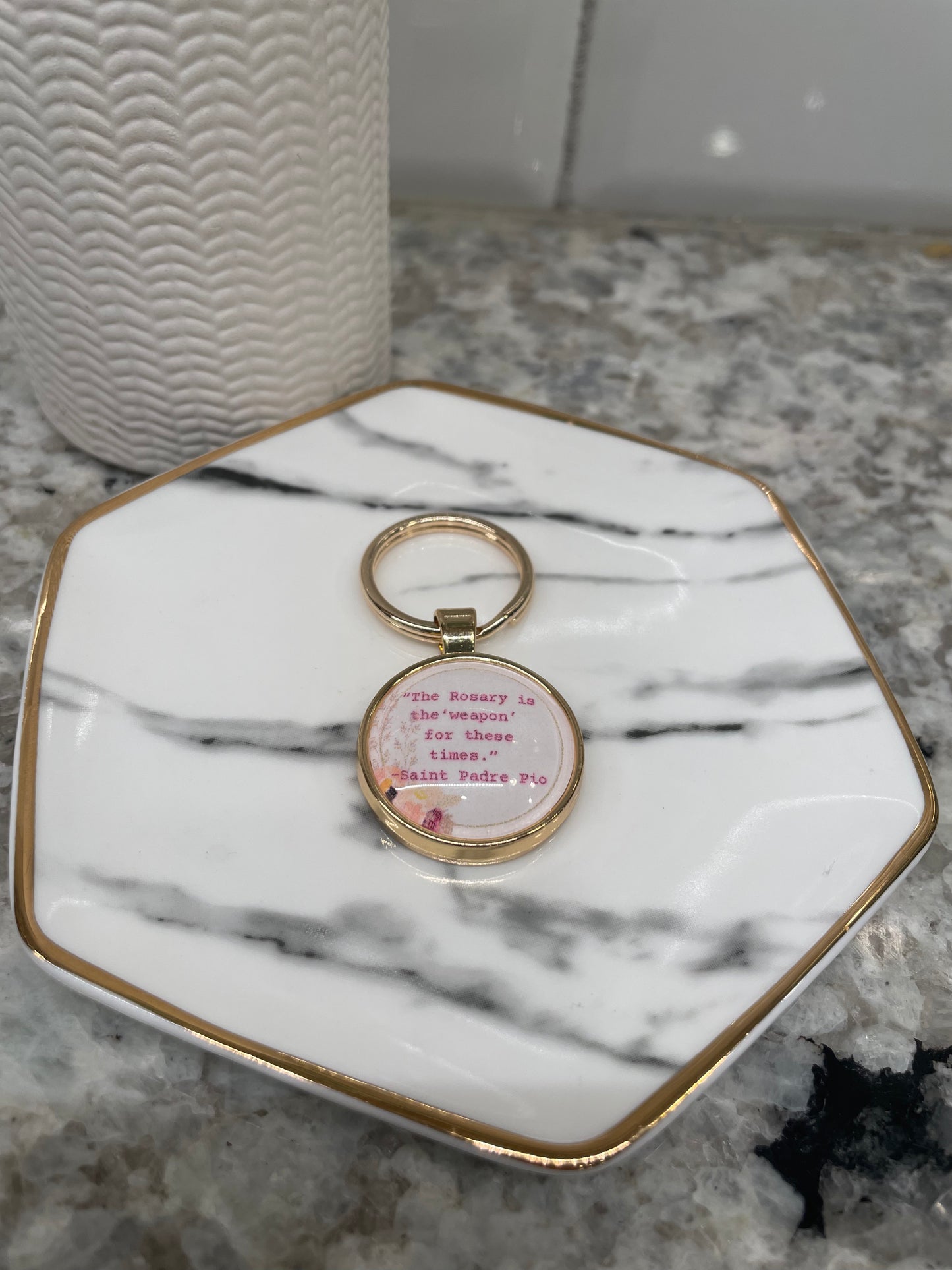Our Lady of the Rosary Keychain- Catholic gift- Saints- Back to school