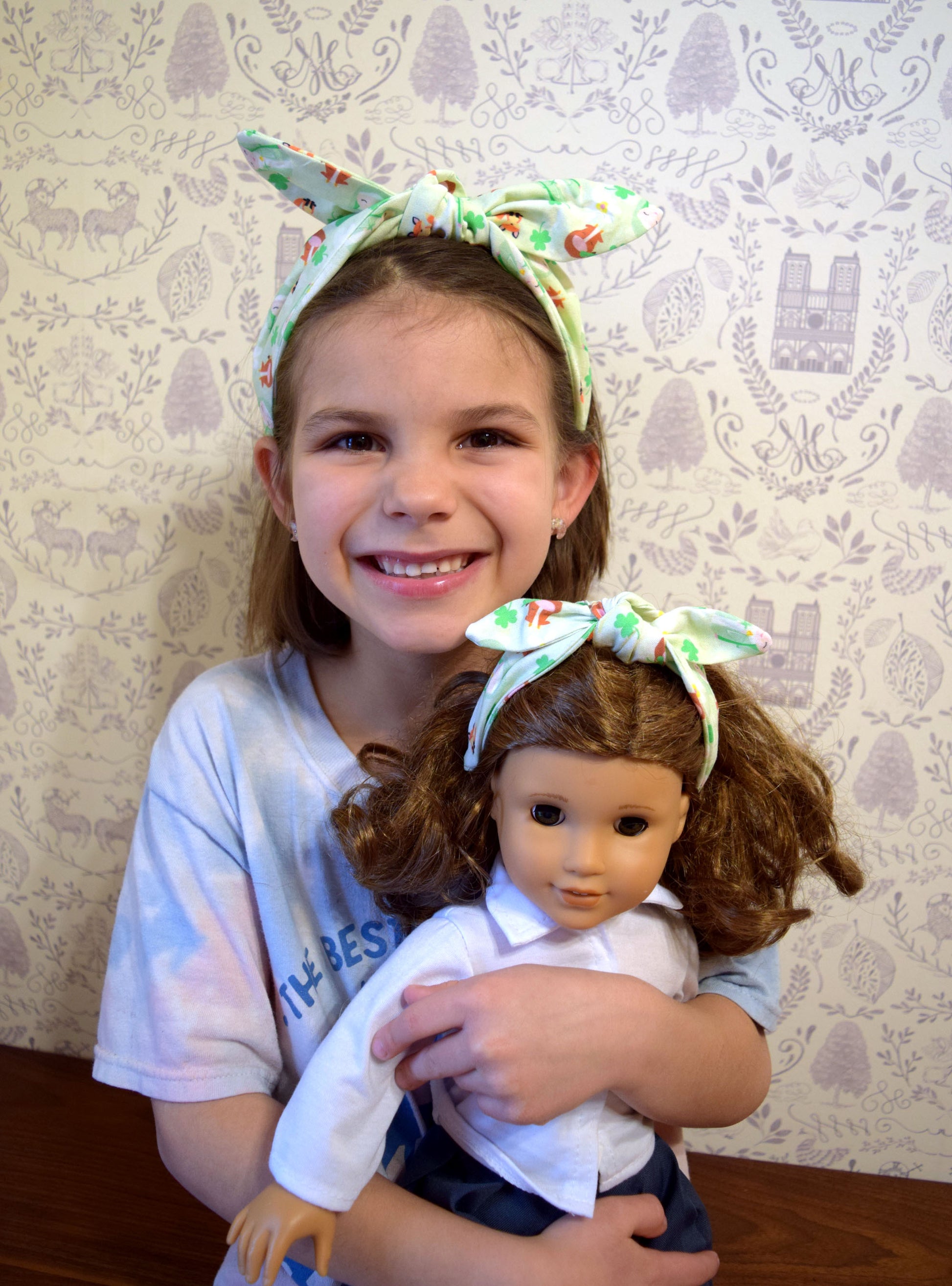 st brigid, st brigid heaband, doll and me headband, dolly and me, catholic headband, catholic girl headband, catholic girl gift, ireland heaband, ireland saint headband