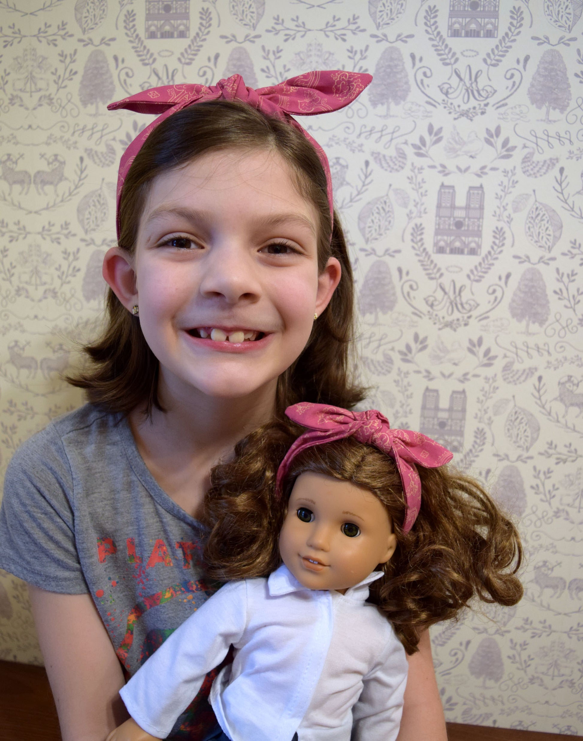 dolly and me headbands, catholic headbands, catholic headbands for girls, matching doll headbands