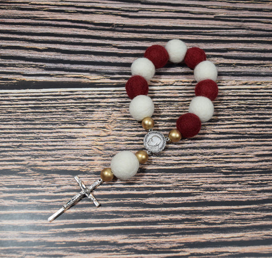 John Paul II Wall Decade Rosary- Catholic Rosary - Wall Rosary - Catholic Gift - First Communion- Baptism - Felt Ball