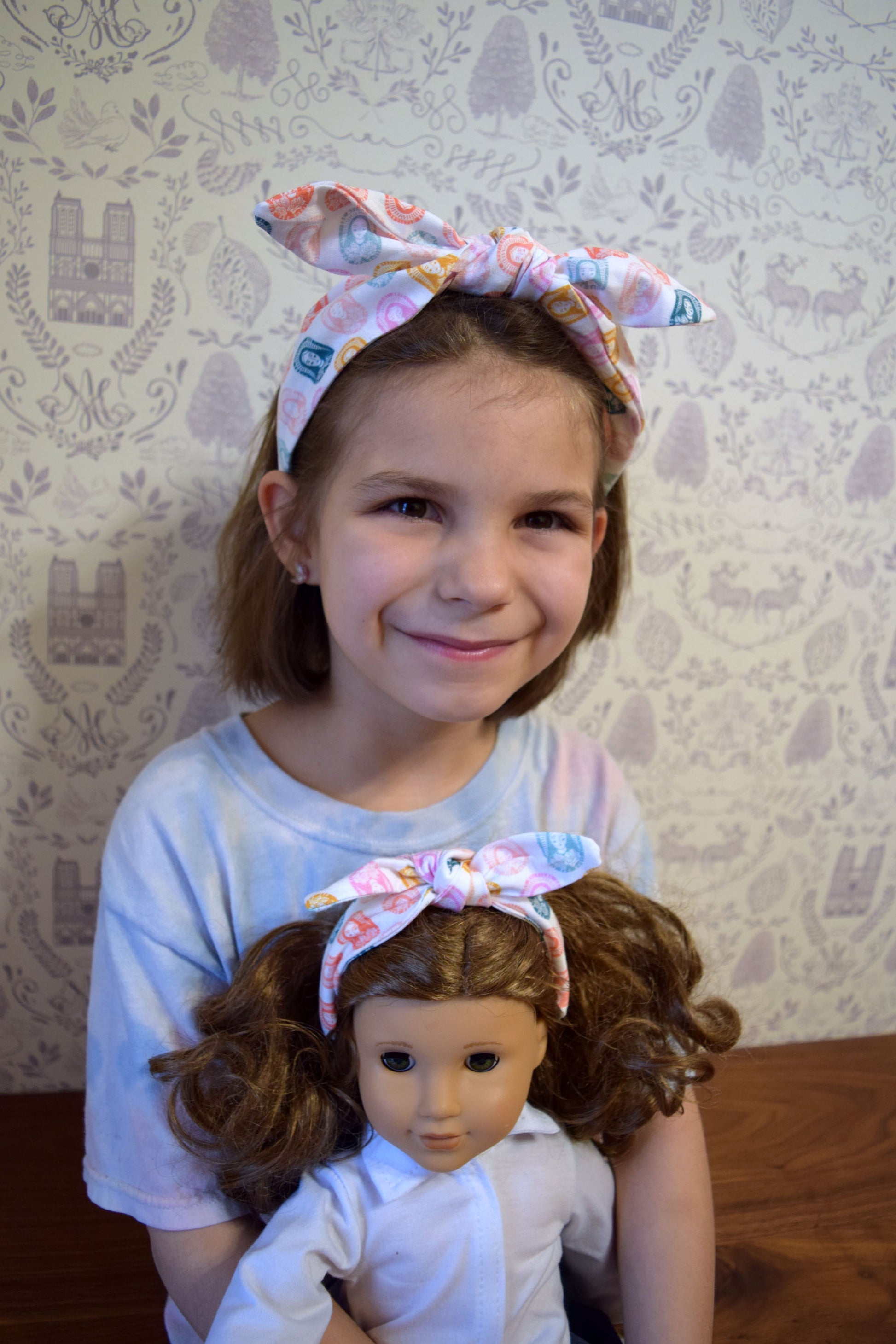 mystical rose headband, doll and me matching, matching headband, catholic headband, catholic girl gift, catholic doll, mary headband for girl