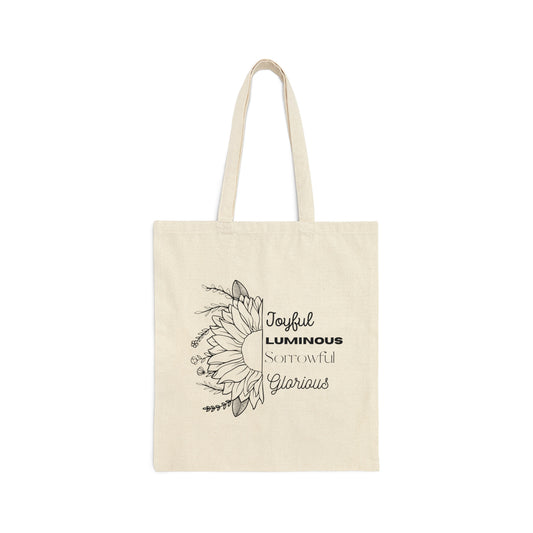 Mysteries of the Rosary Cotton Canvas Tote Bag