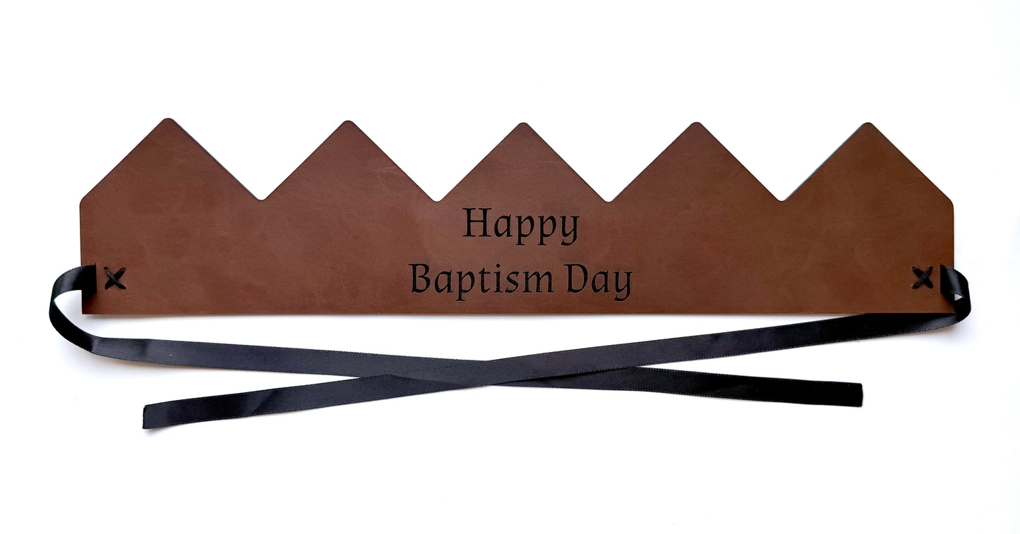 Personalized Leatherette Crown | Baptism Day Crown | Catholic Baptism Day Tradition