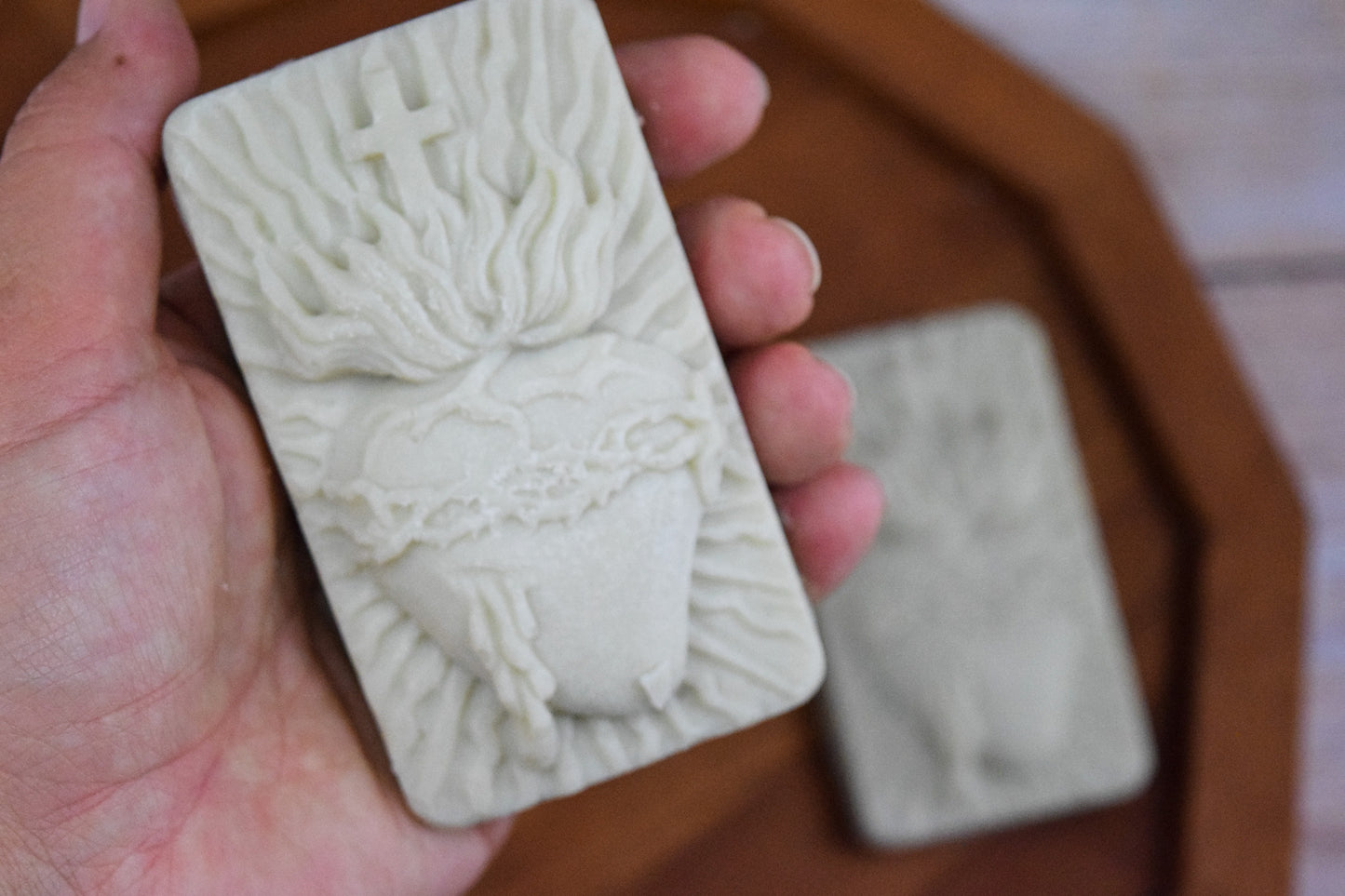 Sacred Heart of Jesus French Green Clay Soap