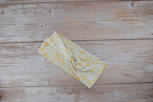 BABY SIZED Mary's Gold Floral Twist Headband