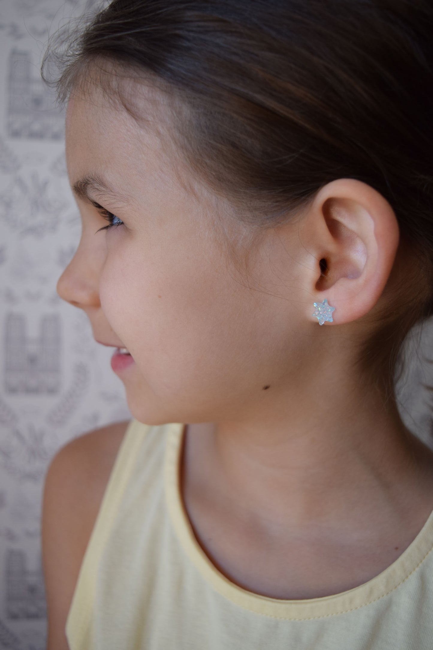 snowflake earrings, catholic kid earrings, our lady of snows