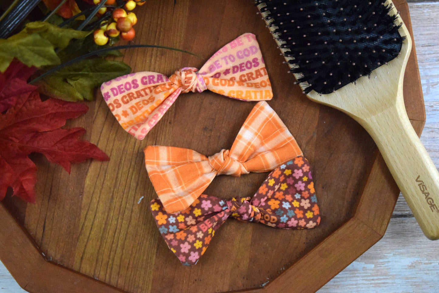 Catholic Knotted Hair Bows - Thankful Collection