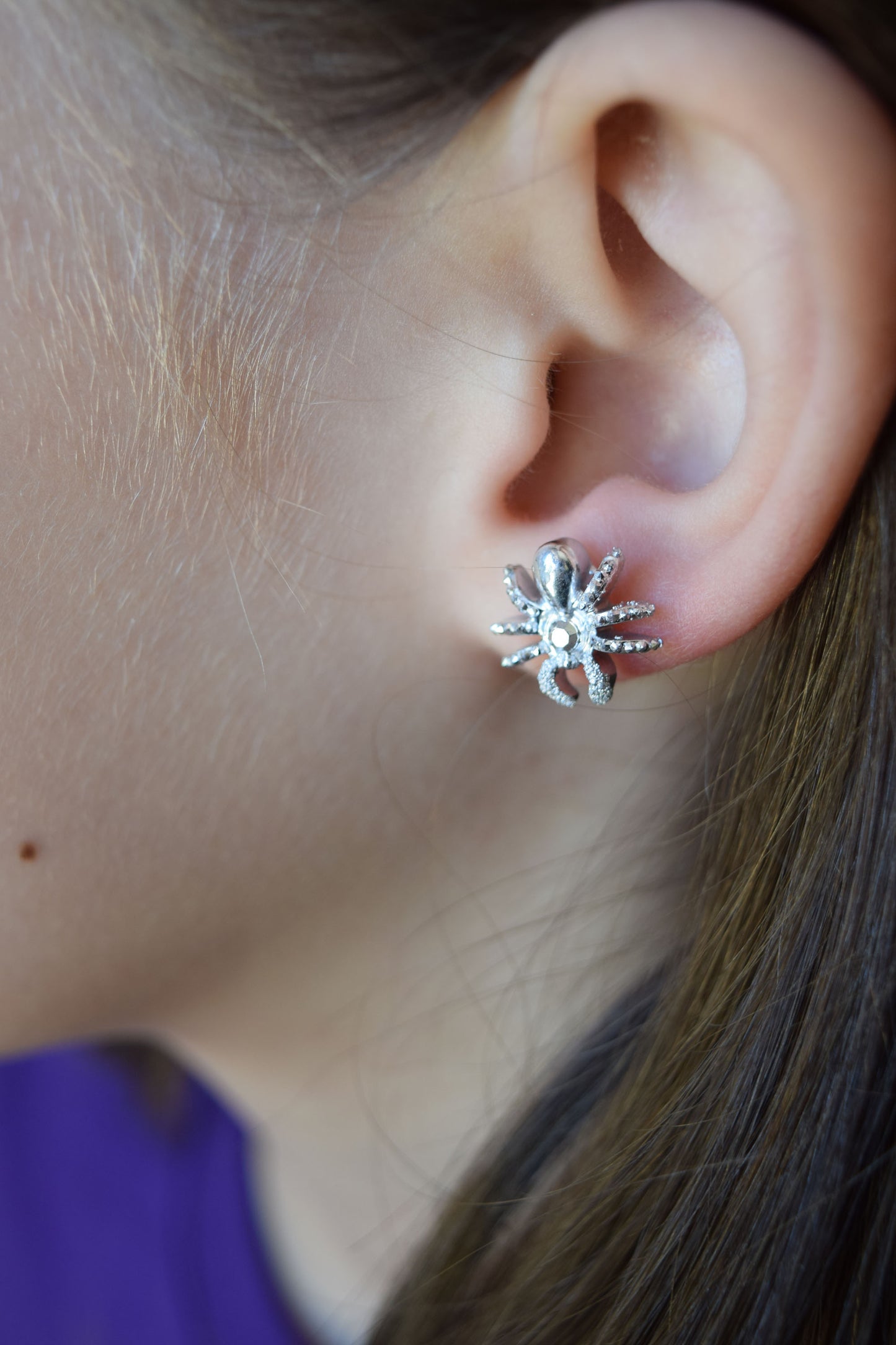 st felix earrings, spider earrings, catholic kid earrings
