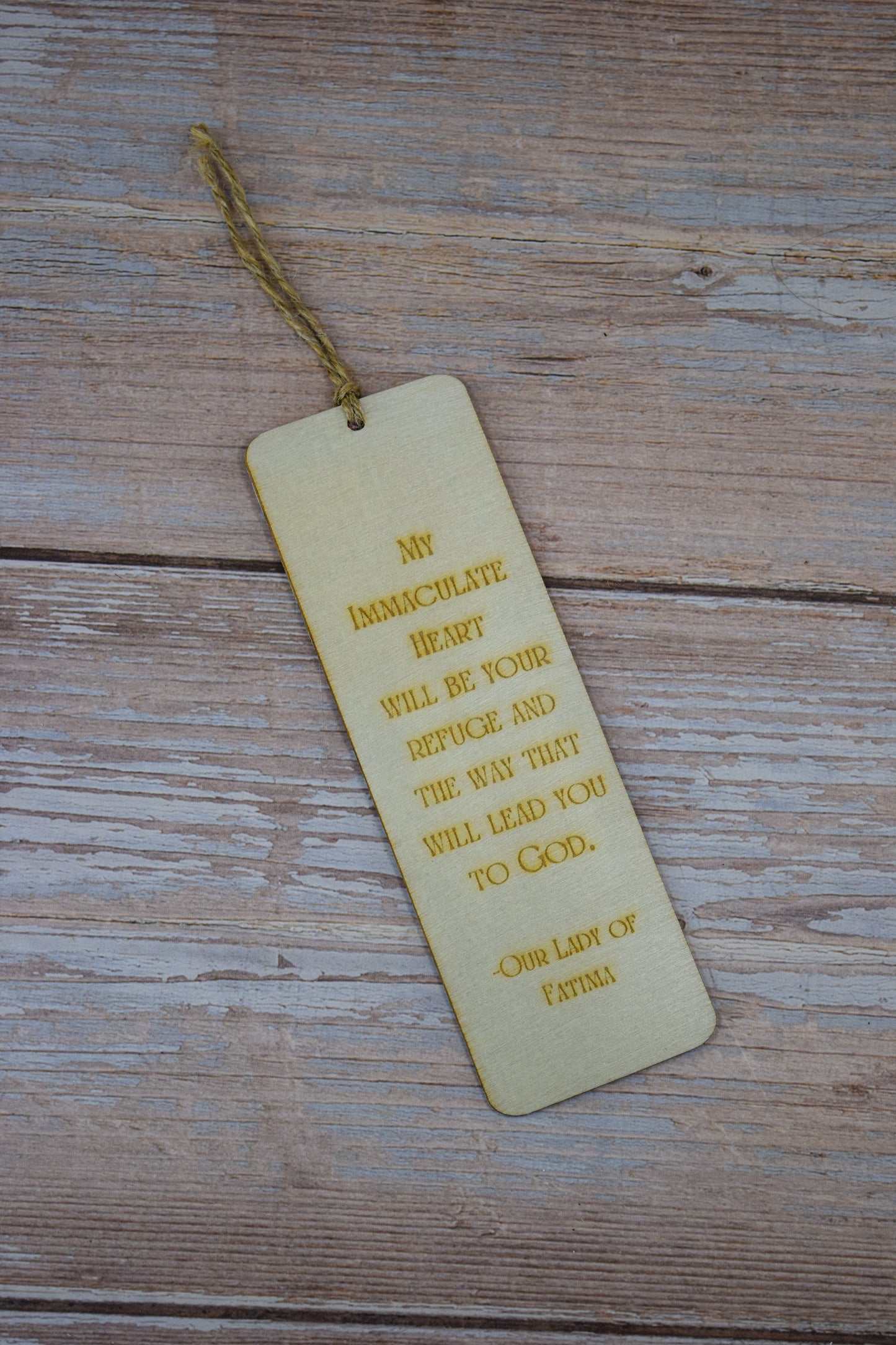 Our Lady of Fatima Wood Bookmark