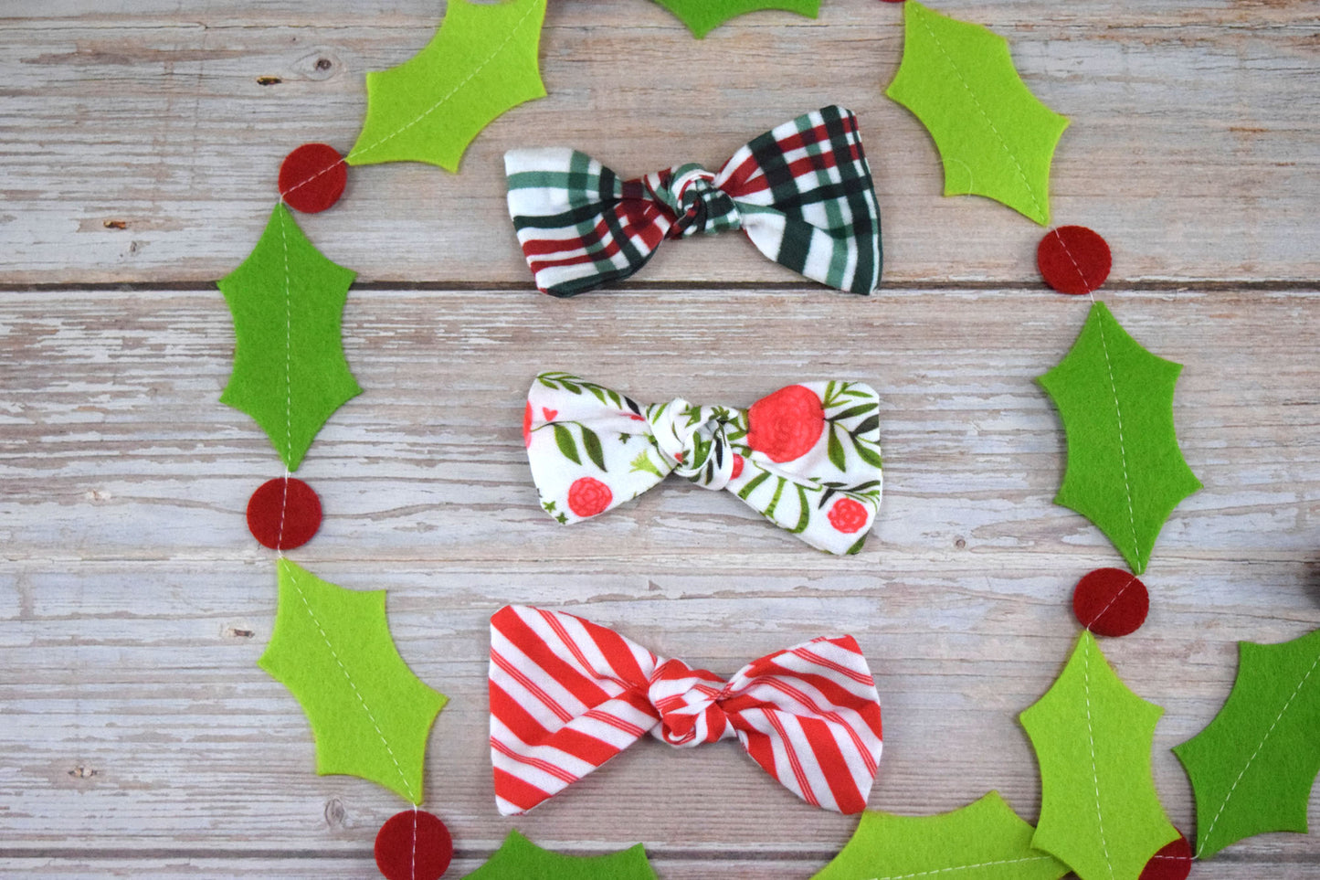 Catholic Knotted Hair Bows - Christmas Collection