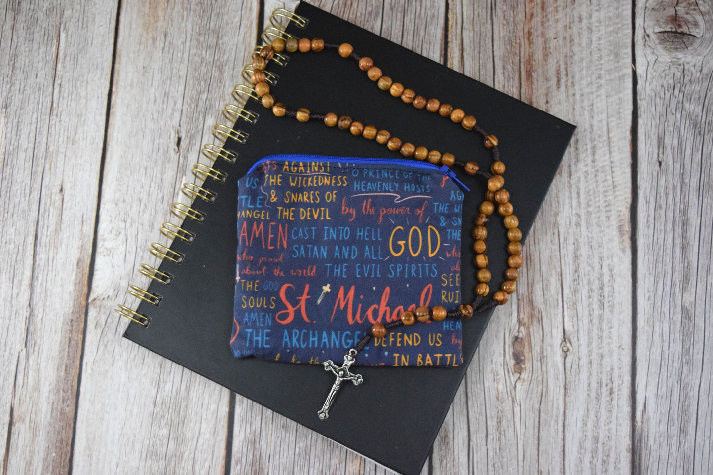 Small Zipper Rosary Pouch - St Michael Prayer