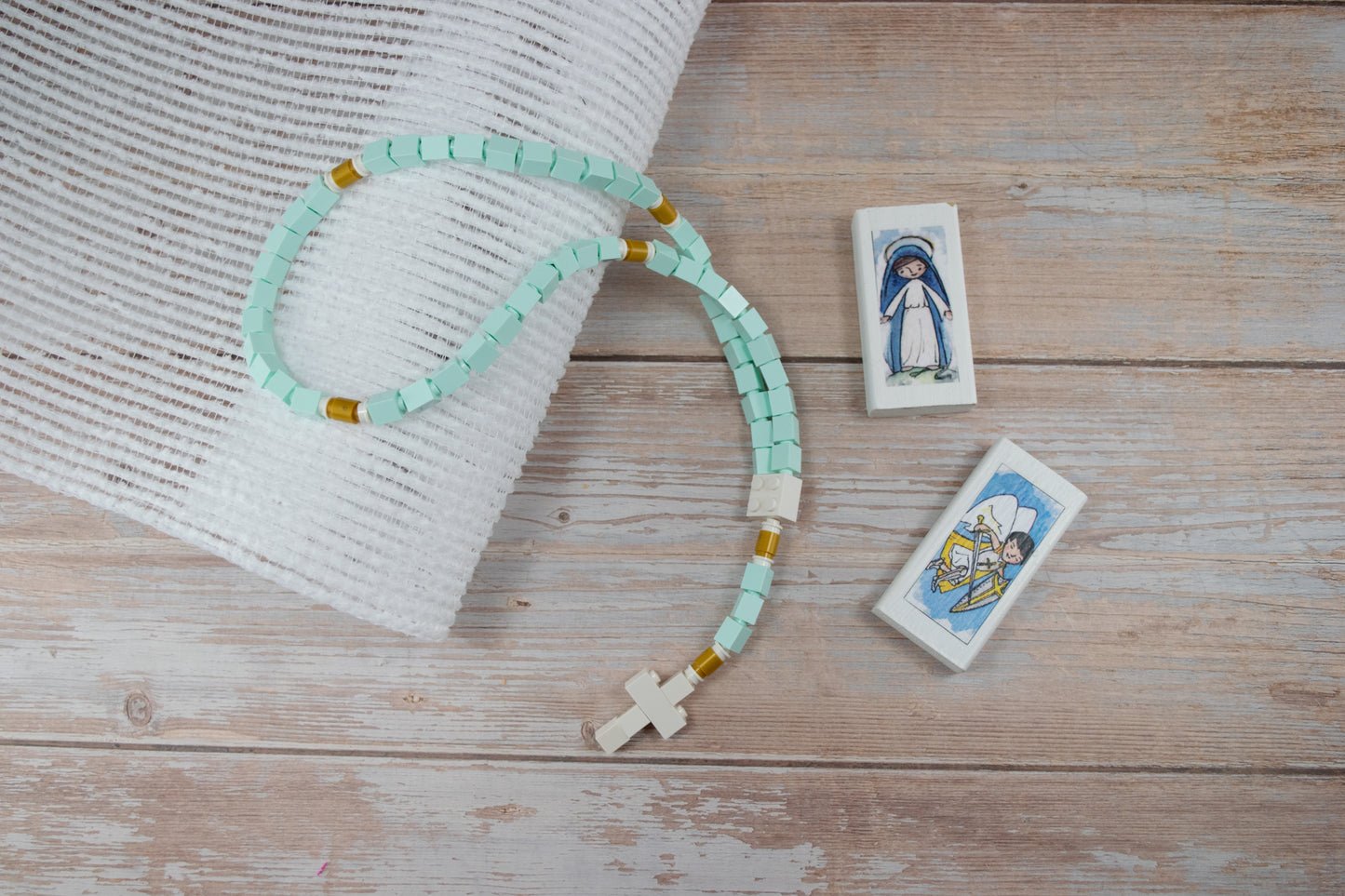 lego rosary, kid rosary, girl rosary, blue rosary