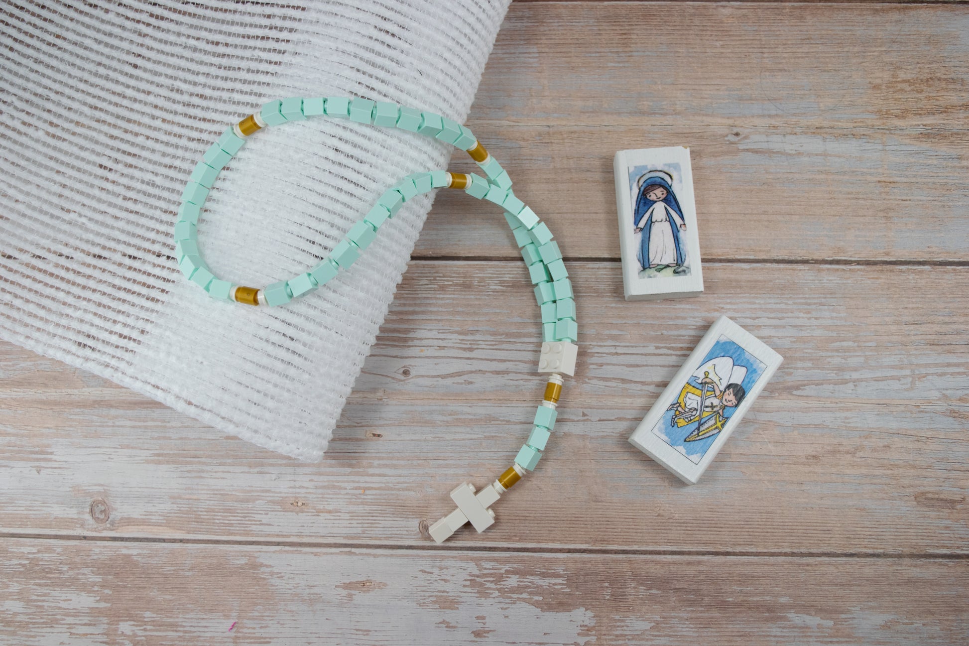 lego rosary, kid rosary, girl rosary, blue rosary