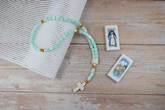 lego rosary, kid rosary, girl rosary, blue rosary