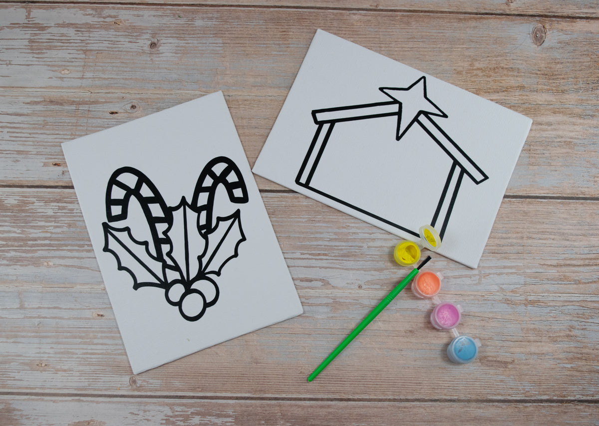 Christmas Kids Paint Your Own Canvas | Catholic Craft Kit | Kids Religious Craft | Homeschool Activity (Copy)