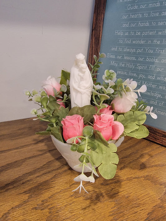 Milk Glass Mary Garden Tea Cup