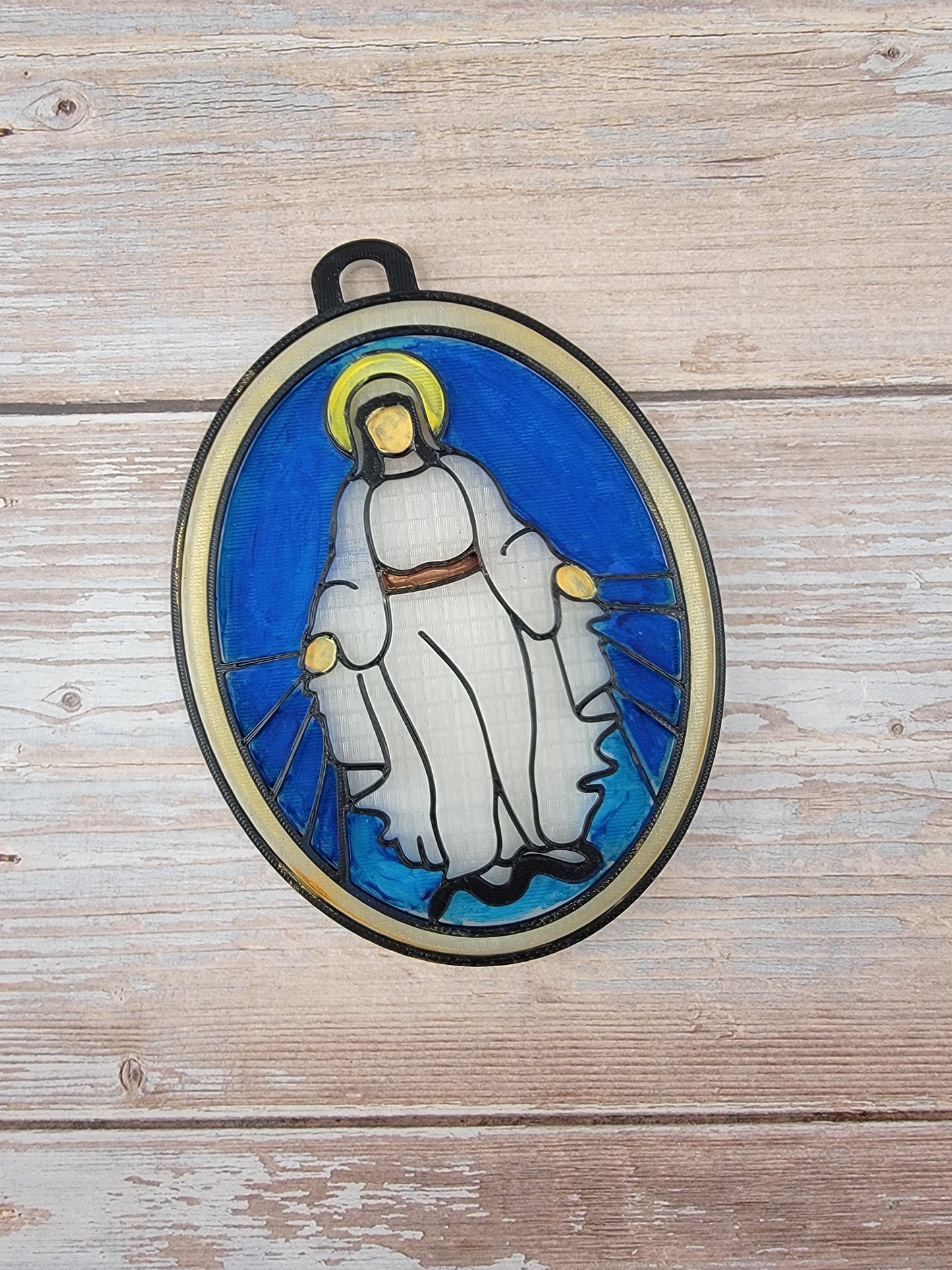 Miraculous Medal Faux Stained Glass Craft