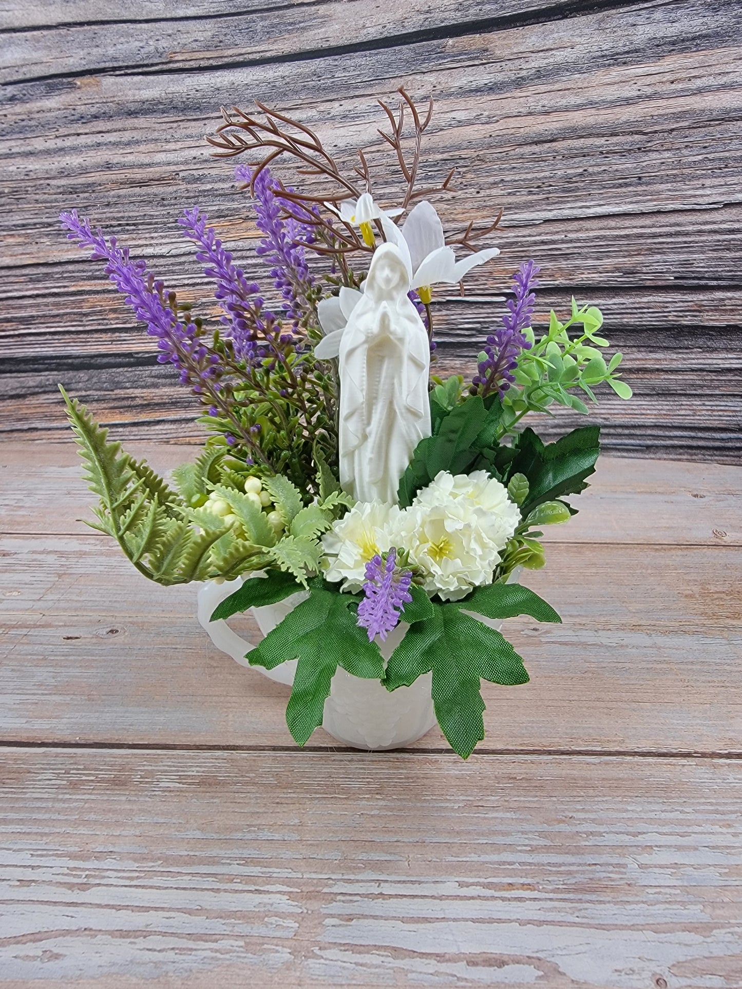 Milk Glass Mary Garden Tea Cup