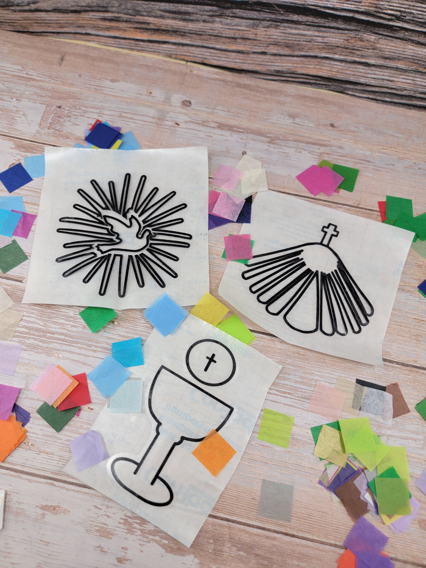 Catholic Sacraments Suncatcher Craft Kit: Kids Tissue Paper DIY Craft