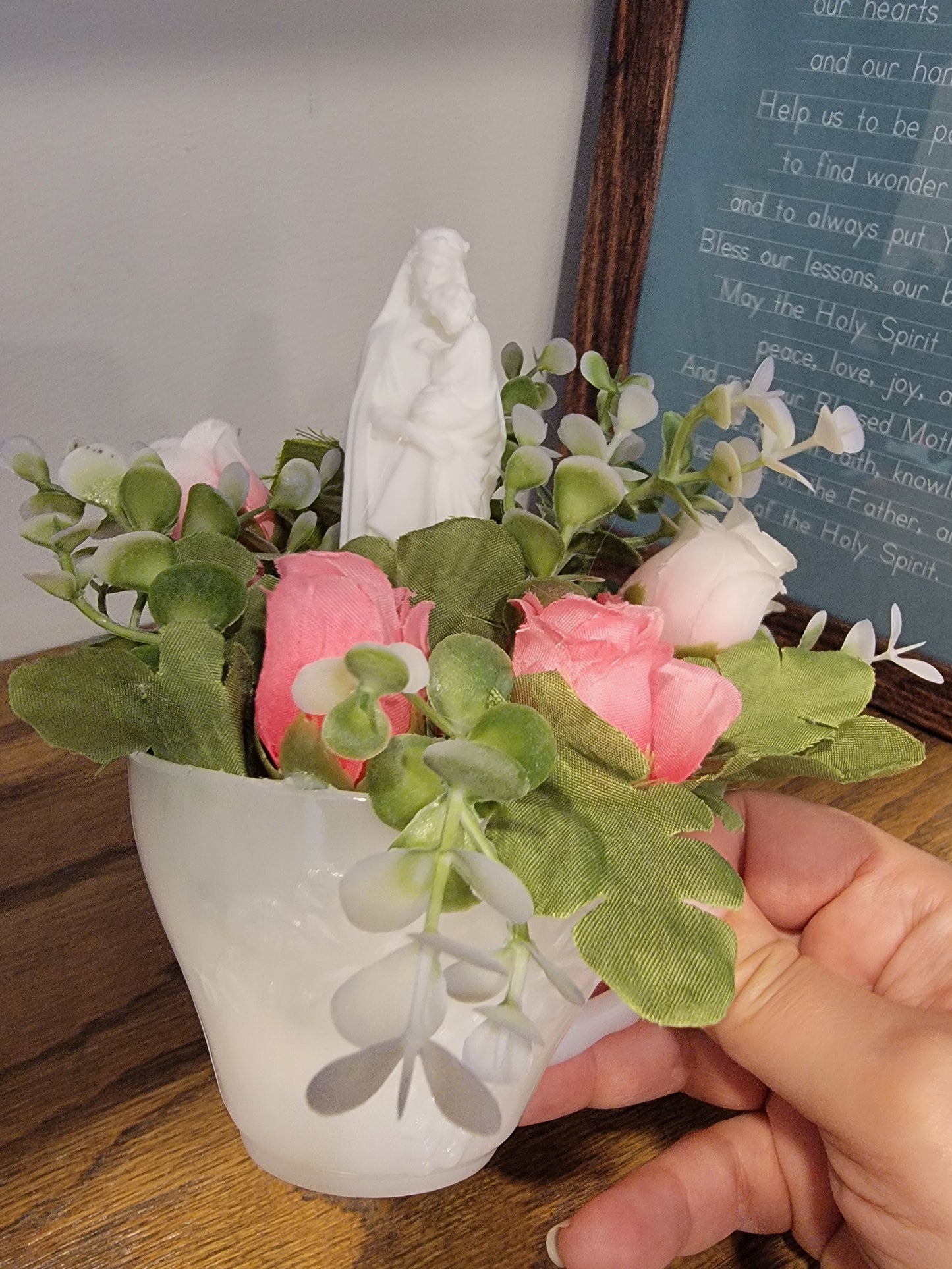 Milk Glass Mary Garden Tea Cup