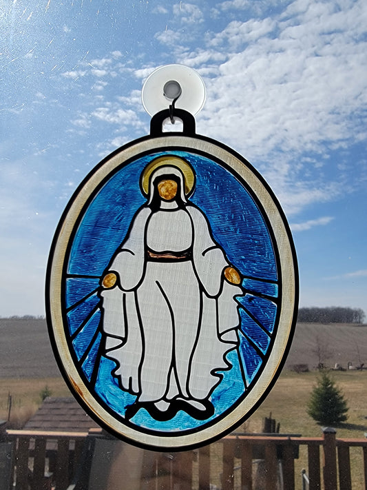 Miraculous Medal Faux Stained Glass Craft