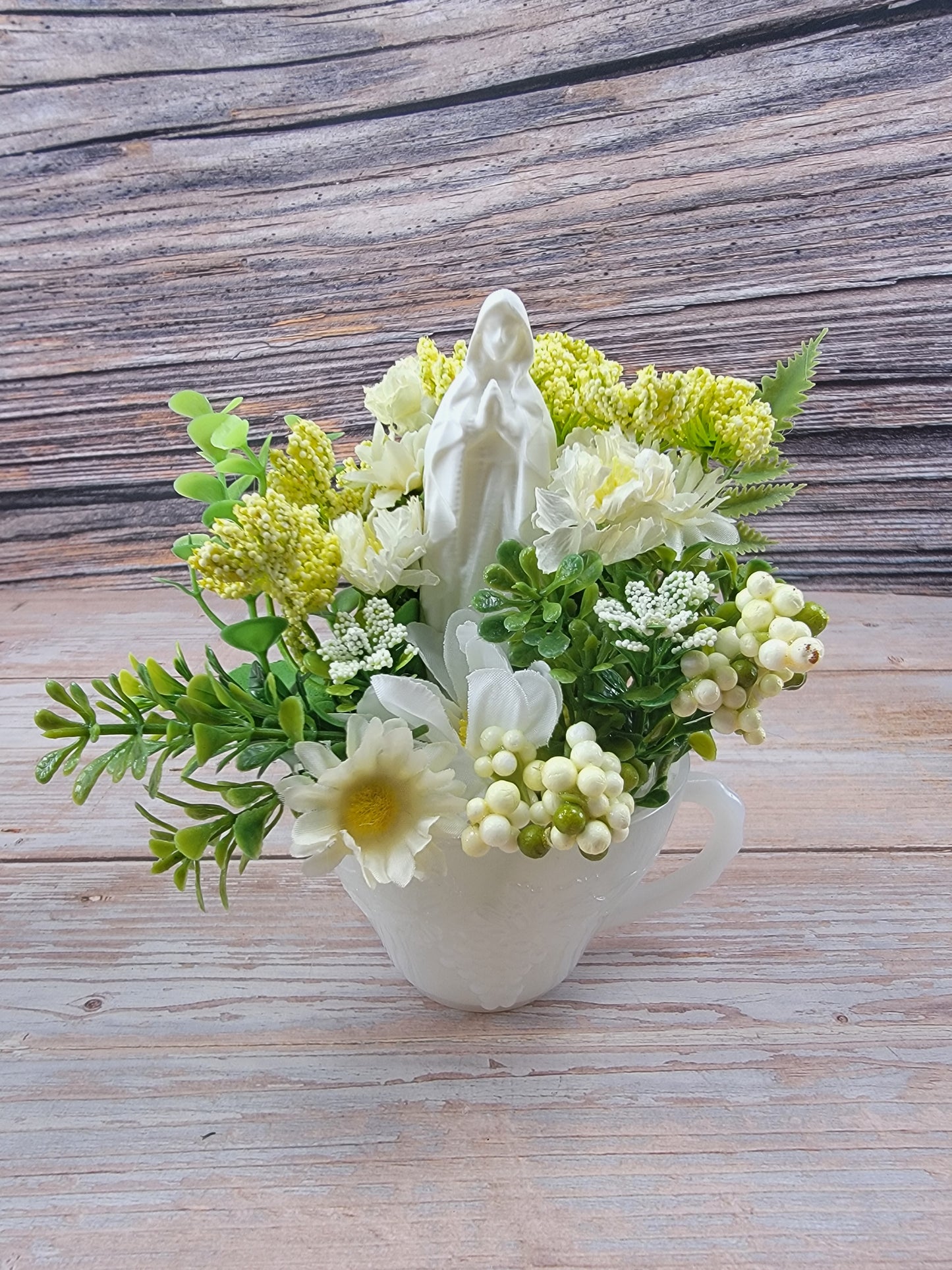 Milk Glass Mary Garden Tea Cup