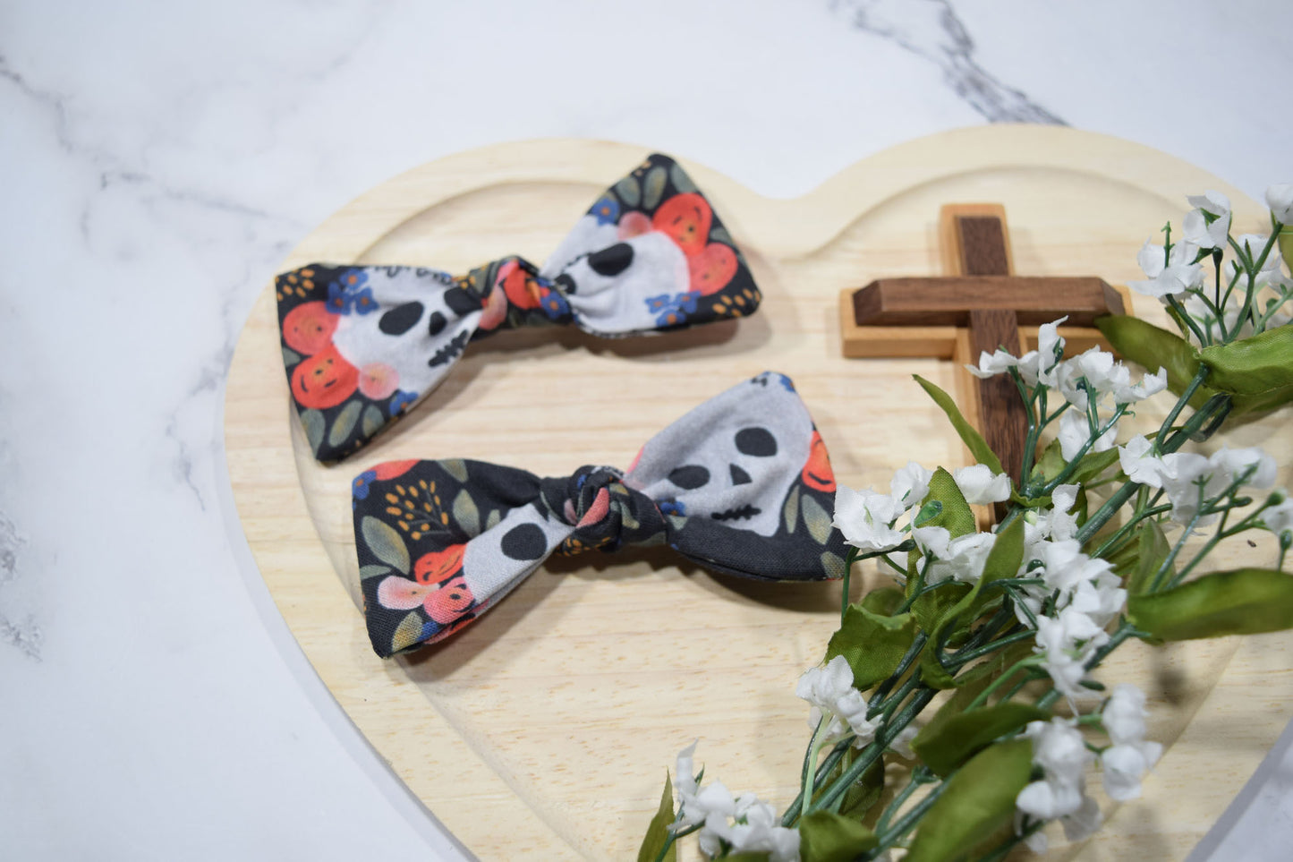 Catholic Knotted Hair Bows - Memento Mori