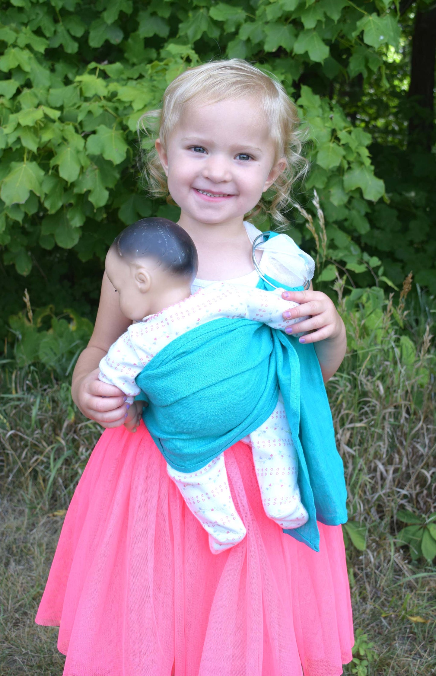 LITTLE Doll Ring Sling Carrier - Turquoise Green - Joyful Mama Joyful Baby