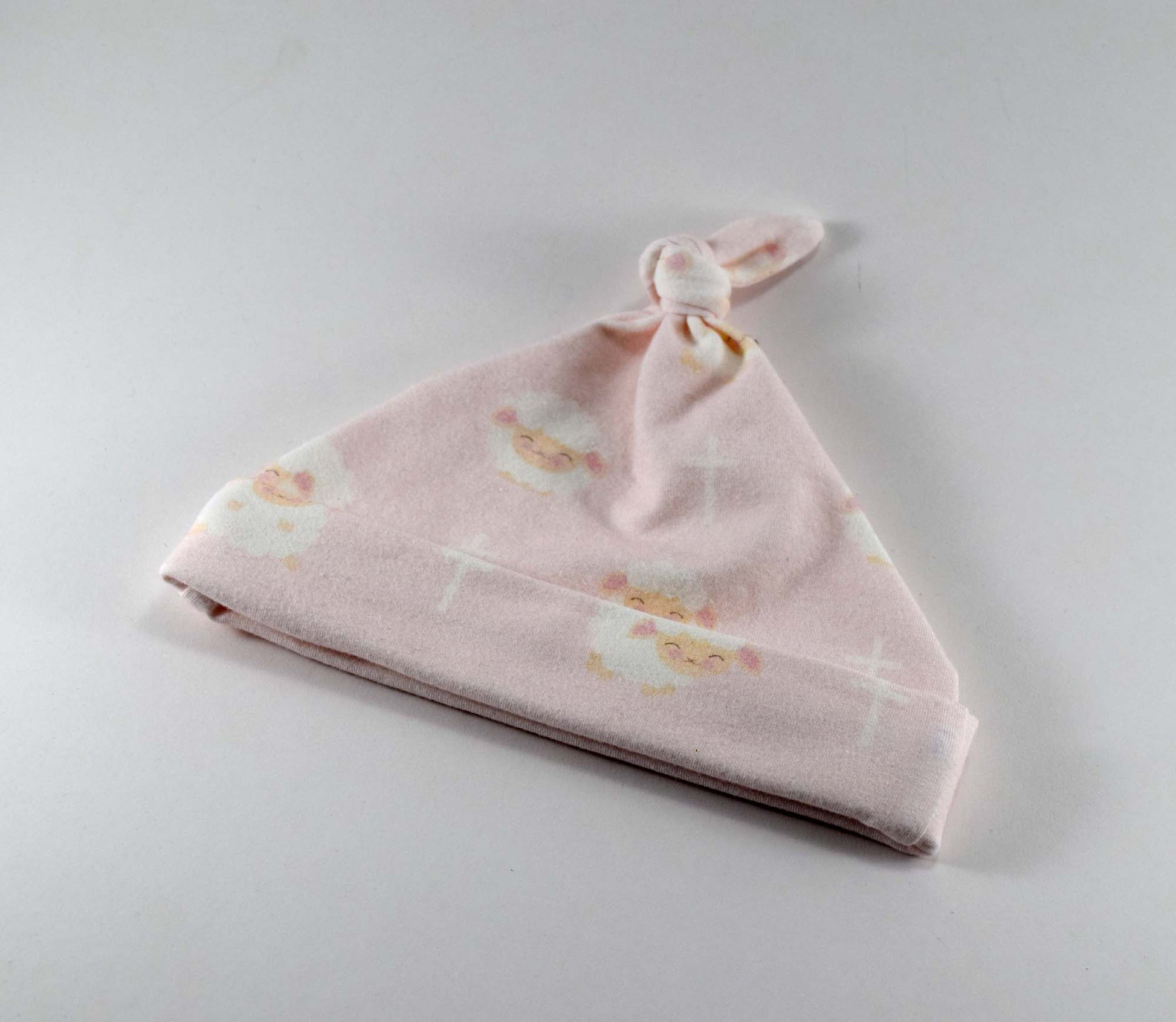Pink Baby Sheep Top Knot Baby Hat - Joyful Mama Joyful Baby