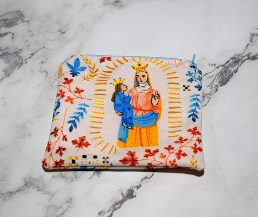 st anne, mary, st anne pouch, catholic zipper pouch, catholic zipper wallet, catholic small organizer