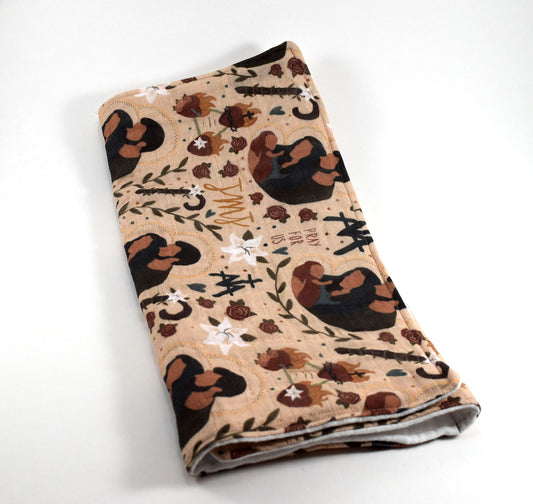 catholic baby gift, catholic baby burp cloth, holy family burp cloth