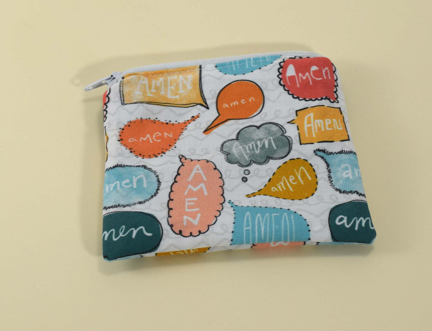 amen zipper pouch, catholic zipper pouch, small catholic wallet, catholic gift, rosary pouch