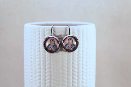 catholic earrings, catholic gift, mothers day, confirmation, saint, mother mary, guadalupe, our lady of guadalupe, earrings, simple earrings, everyday earrings
