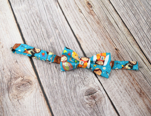 catholic bow ties, catholic male saints, catholic boy gift, catholic boy bow tie, catholic saint dolls, catholic adjustable bow tie
