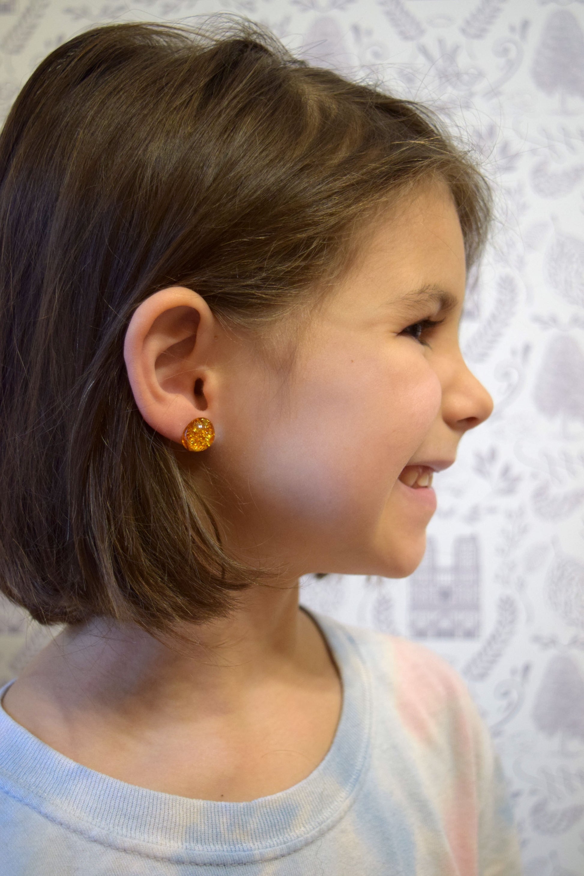 st ambrose earrings, saint earrings, honey drop earrings, earrings for girl, catholic earrings for girls, catholic saint earrings, bee earrings